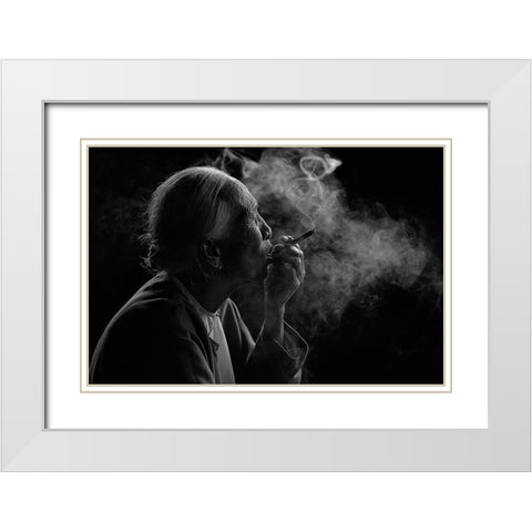 Puff!!!! White Modern Wood Framed Art Print with Double Matting by Vichaya