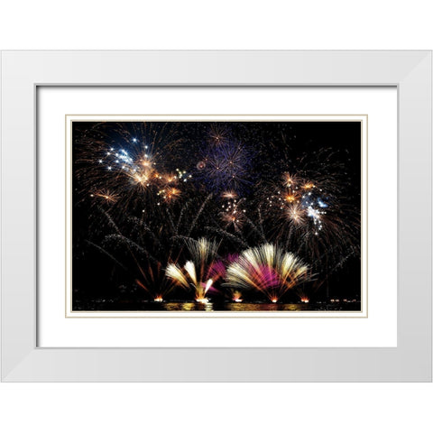 Ieri A Lecco Cerano I Fuochi... White Modern Wood Framed Art Print with Double Matting by Calvetti, Francesco