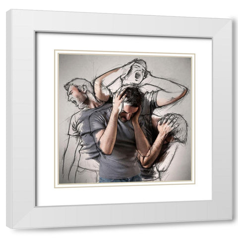 The Sketches Inside Me White Modern Wood Framed Art Print with Double Matting by Del Grosso, Sebastien