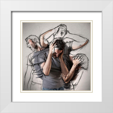 The Sketches Inside Me White Modern Wood Framed Art Print with Double Matting by Del Grosso, Sebastien