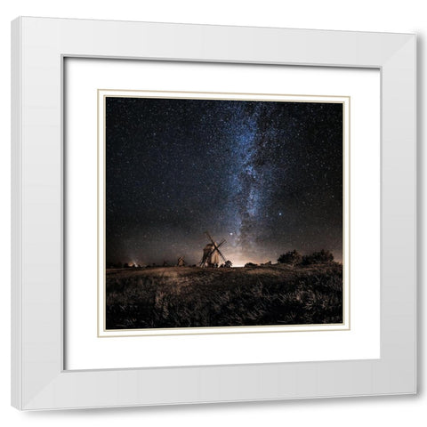 Galaxy Rising White Modern Wood Framed Art Print with Double Matting by Tannerstedt, Jorgen