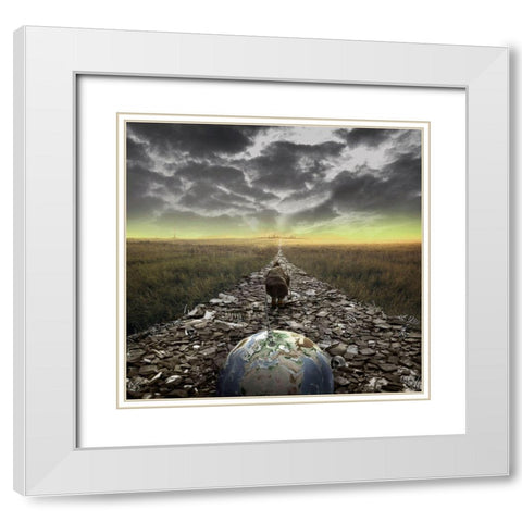 Welcome To The Universe White Modern Wood Framed Art Print with Double Matting by Valentino, Ivan