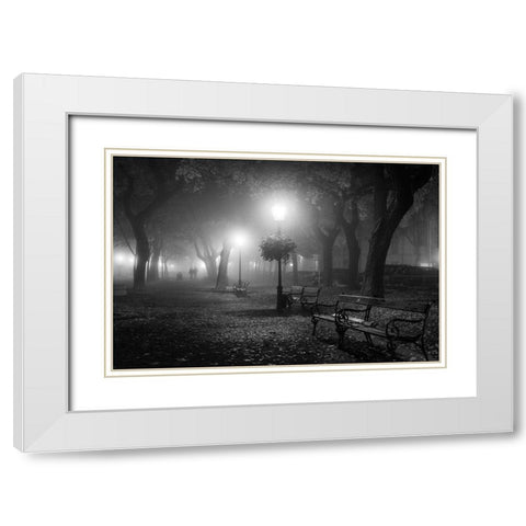Foggy Day White Modern Wood Framed Art Print with Double Matting by Nikoloulis, Ilias