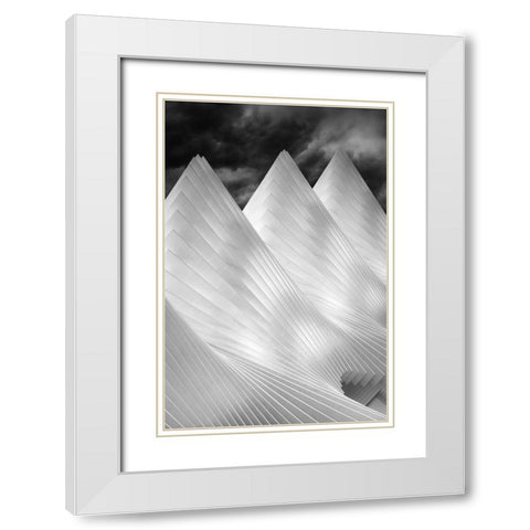 Three Summits White Modern Wood Framed Art Print with Double Matting by Hageman, Michiel