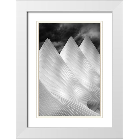 Three Summits White Modern Wood Framed Art Print with Double Matting by Hageman, Michiel