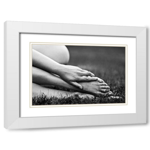Grace White Modern Wood Framed Art Print with Double Matting by MagnusPhotos