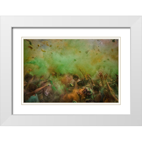 Paint Fight White Modern Wood Framed Art Print with Double Matting by Luke
