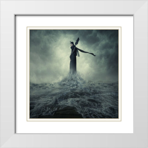 Queen Of The Darkness White Modern Wood Framed Art Print with Double Matting by Hardibudi