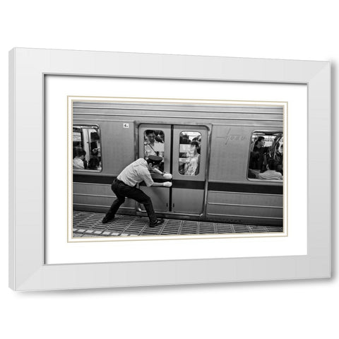 I Can Not Open The Door. White Modern Wood Framed Art Print with Double Matting by Inazio Kuesta, Joxe