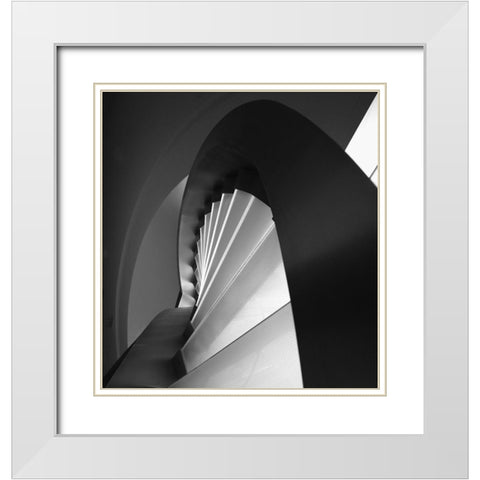 Straight And Curves Lines White Modern Wood Framed Art Print with Double Matting by Azevedo, Olavo