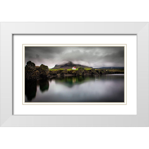 The Little Hous White Modern Wood Framed Art Print with Double Matting by Denijs, Wim