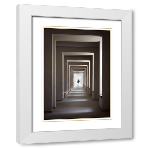 The Cat Who Walks Through Walls White Modern Wood Framed Art Print with Double Matting by Eliash, Tomer