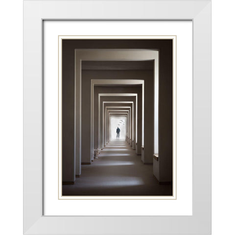 The Cat Who Walks Through Walls White Modern Wood Framed Art Print with Double Matting by Eliash, Tomer