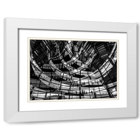 Visitors White Modern Wood Framed Art Print with Double Matting by Lenzen, Klaus