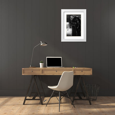 Big Bird In A Small Cage White Modern Wood Framed Art Print with Double Matting by Mexia, Laura