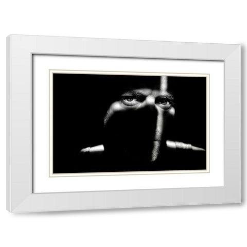 Only You White Modern Wood Framed Art Print with Double Matting by Montegriffo (Nero), Claudio