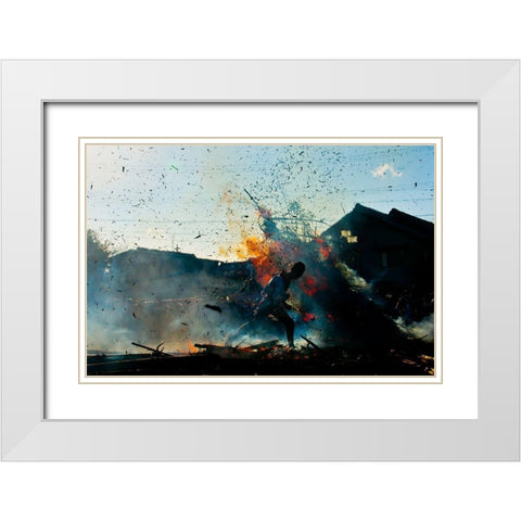 Fire Festival White Modern Wood Framed Art Print with Double Matting by Hashimoto, Tetsuya