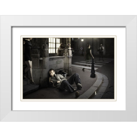 Sinking White Modern Wood Framed Art Print with Double Matting by Kiciak, Christophe