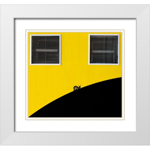 Un Caracol Aventurero White Modern Wood Framed Art Print with Double Matting by Palazon, Paco
