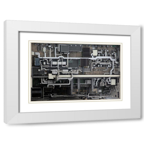 Circuit White Modern Wood Framed Art Print with Double Matting by Tajima, Koji