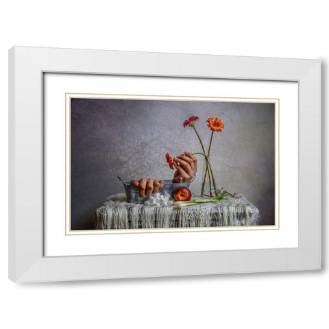 Still Life White Modern Wood Framed Art Print with Double Matting by Ahekian, Haik