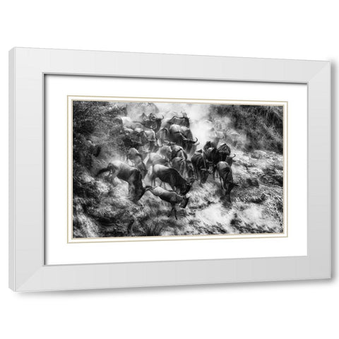 Cluster White Modern Wood Framed Art Print with Double Matting by Alnaser, Mohammed