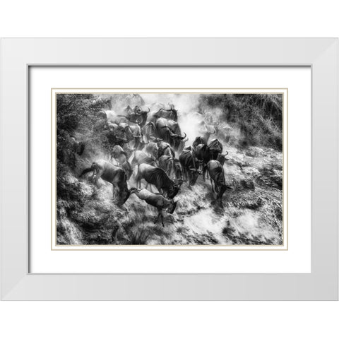 Cluster White Modern Wood Framed Art Print with Double Matting by Alnaser, Mohammed