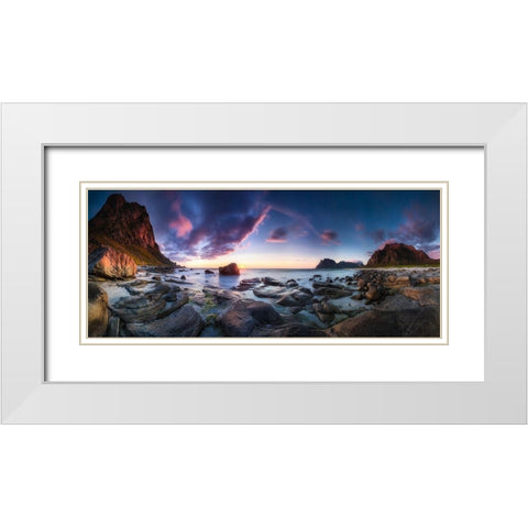 Utakleiv Sunset White Modern Wood Framed Art Print with Double Matting by Nicholas Roemmelt, Dr.