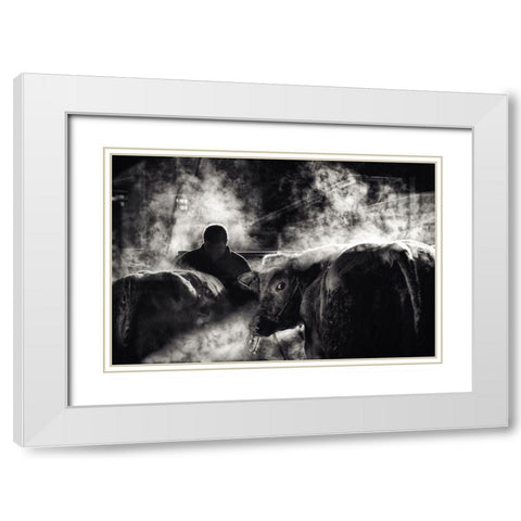 Farm Life White Modern Wood Framed Art Print with Double Matting by Flour, Piet