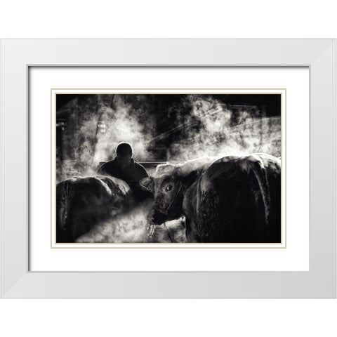 Farm Life White Modern Wood Framed Art Print with Double Matting by Flour, Piet