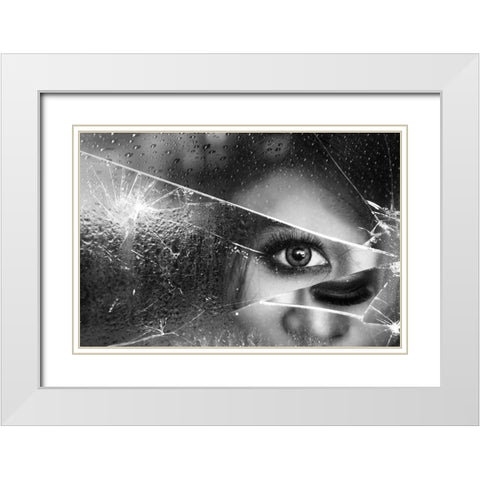 Face Of Pieces White Modern Wood Framed Art Print with Double Matting by Marlianto, Ivan