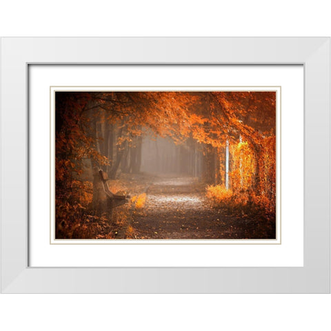 Waiting To Fall White Modern Wood Framed Art Print with Double Matting by Neer, Ildiko