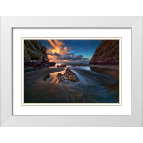 When The Tide Receded White Modern Wood Framed Art Print with Double Matting by Zhang, Yan