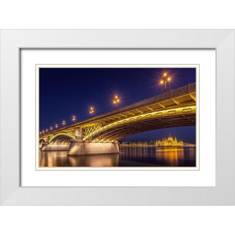 A View Of Budapest White Modern Wood Framed Art Print with Double Matting by D Morkeberg, Thomas