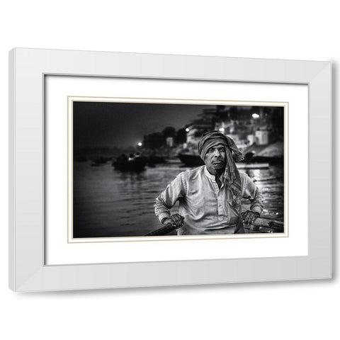Nights On The Ganges White Modern Wood Framed Art Print with Double Matting by Flour, Piet