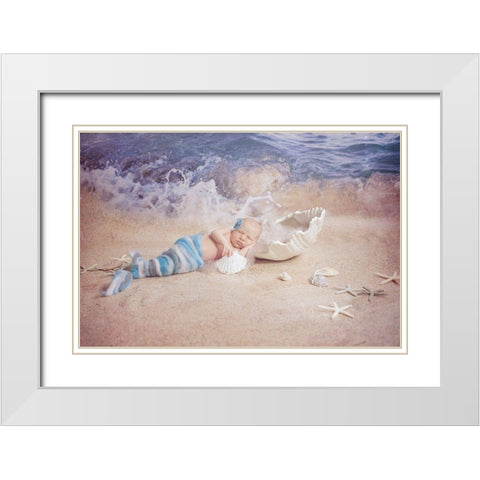 Little Mermaid White Modern Wood Framed Art Print with Double Matting by Weber, Kate