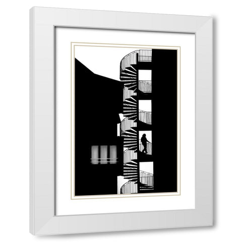 Silhouette White Modern Wood Framed Art Print with Double Matting by Della Latta, Massimo