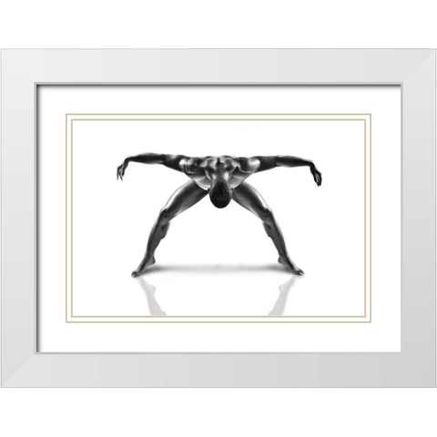 Metallic Nude 3 White Modern Wood Framed Art Print with Double Matting by JLP