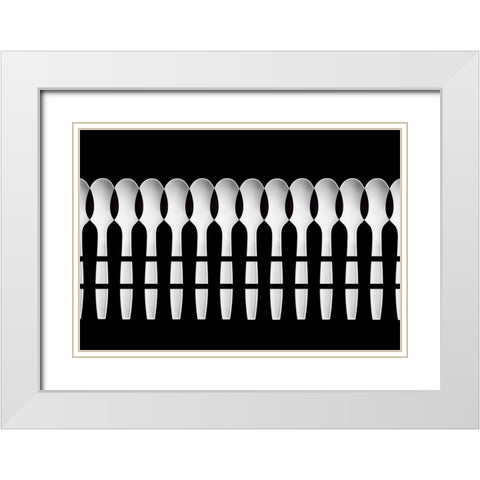 Spoons Abstract: Fence White Modern Wood Framed Art Print with Double Matting by Hammer, Jacqueline