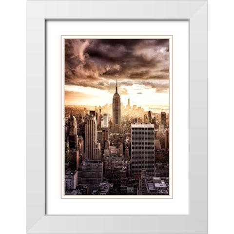 Top Of The Sunsets White Modern Wood Framed Art Print with Double Matting by De La, Javier