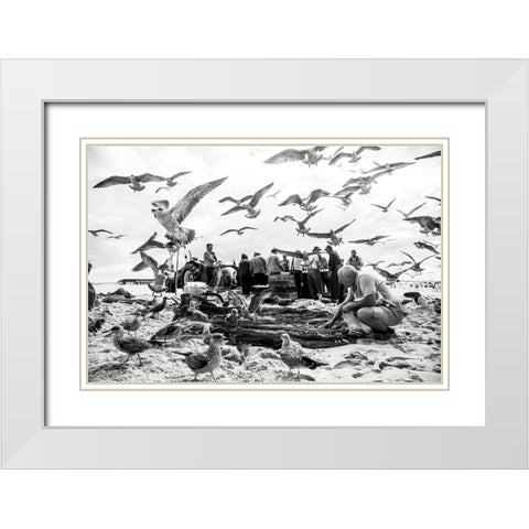 Birds White Modern Wood Framed Art Print with Double Matting by van der, Liesbeth