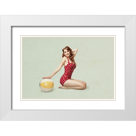 Beach Pin Up White Modern Wood Framed Art Print with Double Matting by Peeters, Bart