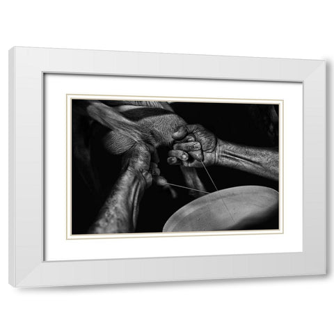 La??A?Leveur De Chauvres (Goat Breeding) White Modern Wood Framed Art Print with Double Matting by Allicot, Manu