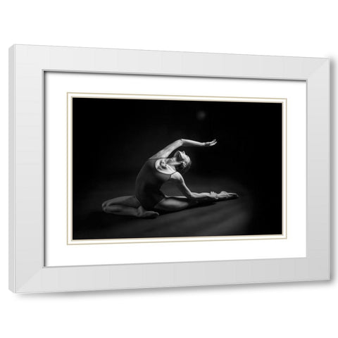 Lines White Modern Wood Framed Art Print with Double Matting by Nissim, Elad
