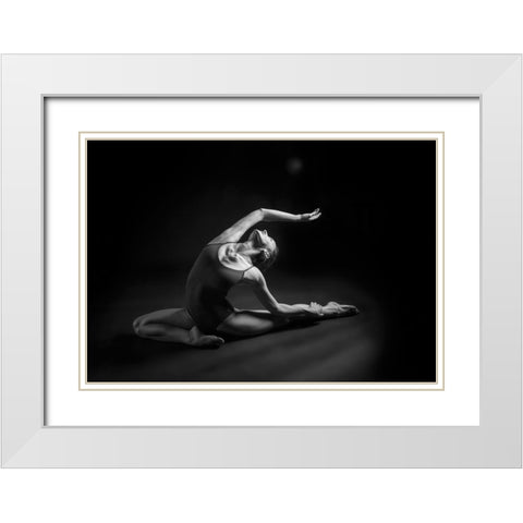 Lines White Modern Wood Framed Art Print with Double Matting by Nissim, Elad