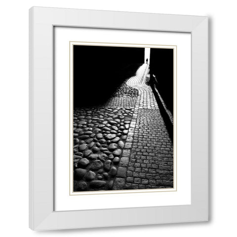 Narrow Street White Modern Wood Framed Art Print with Double Matting by Johansson, Bror