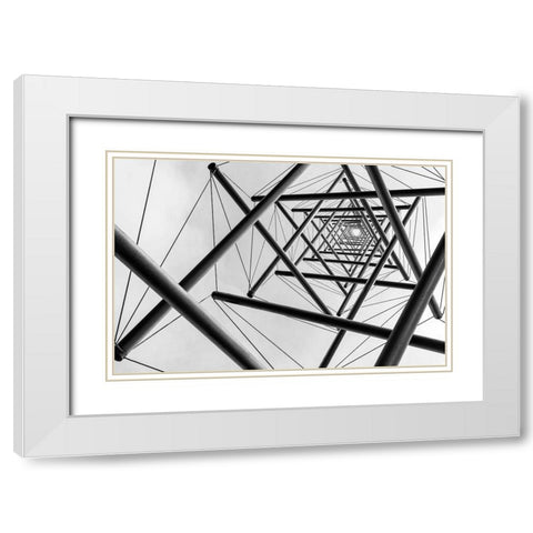 Lines White Modern Wood Framed Art Print with Double Matting by Vermeend, Carla