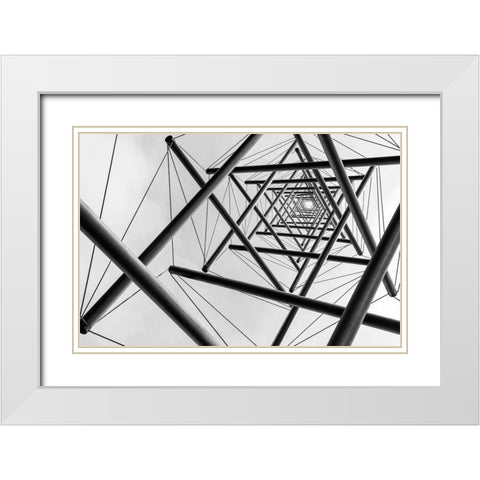 Lines White Modern Wood Framed Art Print with Double Matting by Vermeend, Carla