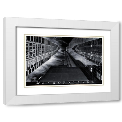 M E T R O P O L I T A N White Modern Wood Framed Art Print with Double Matting by De La, Javier