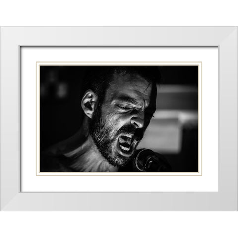 Scream!! White Modern Wood Framed Art Print with Double Matting by Palacios Prieto, Javier